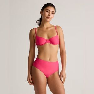 NWOT Quince Women's Italian Demi Bikini Top Hibiscus Pink Size Small